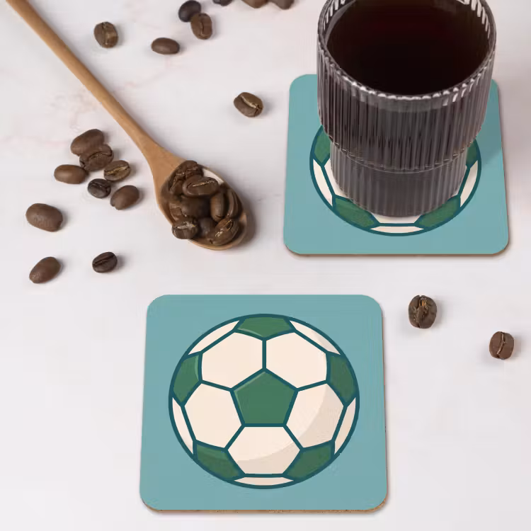 Untersetzer - Fußball – Geometrisch – Sport – Illustration – Blaugrün — 4