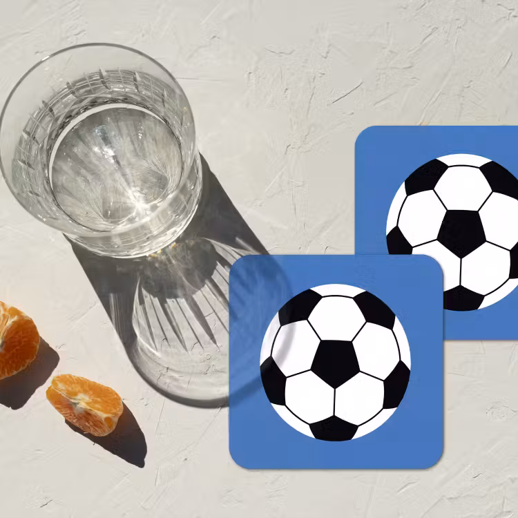 Untersetzer - Fußball – Schwarz-Weiß – Sport – Illustration – Blau — 2