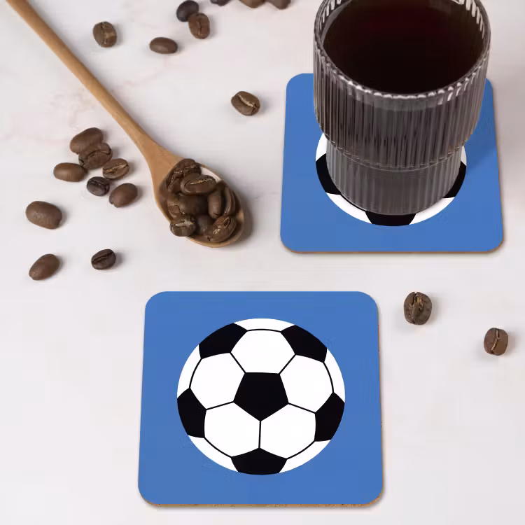 Untersetzer - Fußball – Schwarz-Weiß – Sport – Illustration – Blau — 4