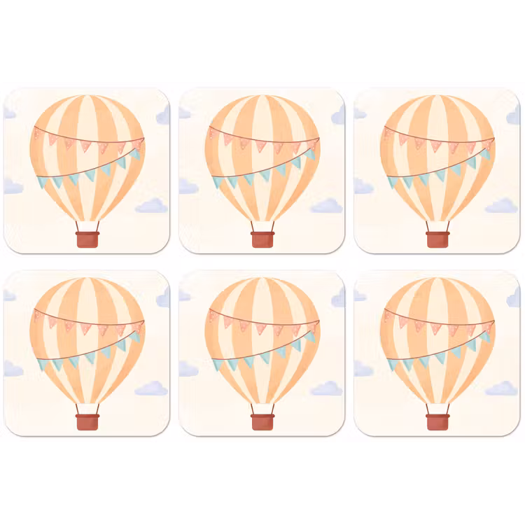 Untersetzer - Heißluftballon – Wolken – Illustration – Sanft – Kinderzimmer — 1