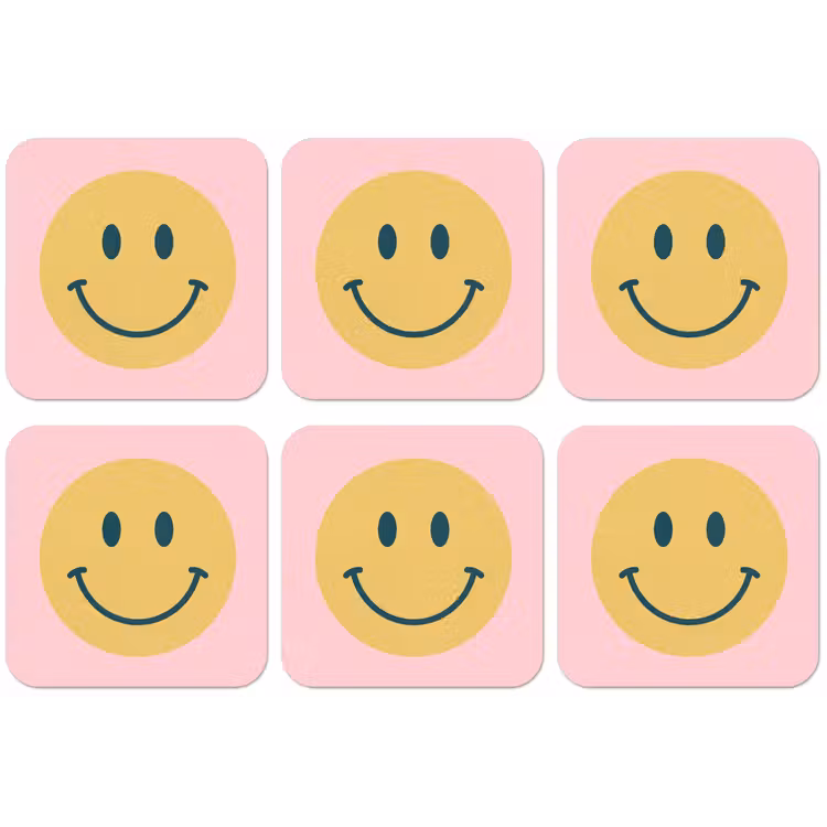 Untersetzer - Smiley – Gelb – Rosa – Symbol – Minimalistisch — 1