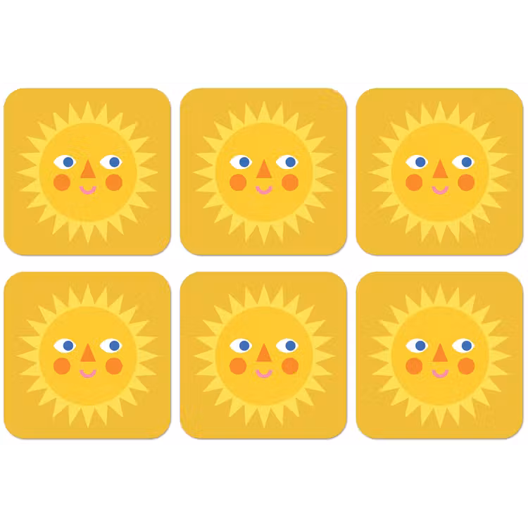 Untersetzer - Sonne – Gesicht – Sommer – Illustration – Gelb — 1