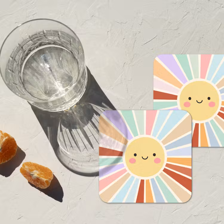 Untersetzer - Sonne – Strahlen – Fröhlich – Bunt – Abstrakt — 2