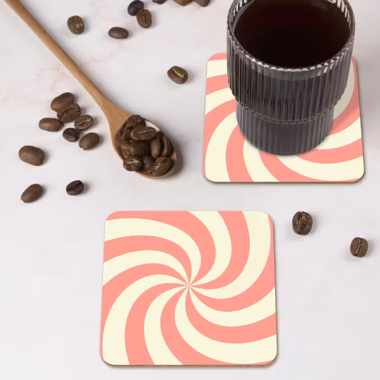 Untersetzer - Spirale – Muster – Abstrakt – Rosa – Beige — 4