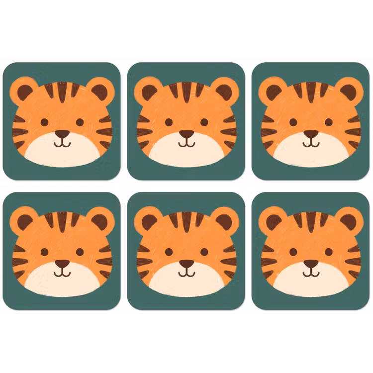 Untersetzer - Tiere – Kopf – Orange – Illustration – Modern — 1