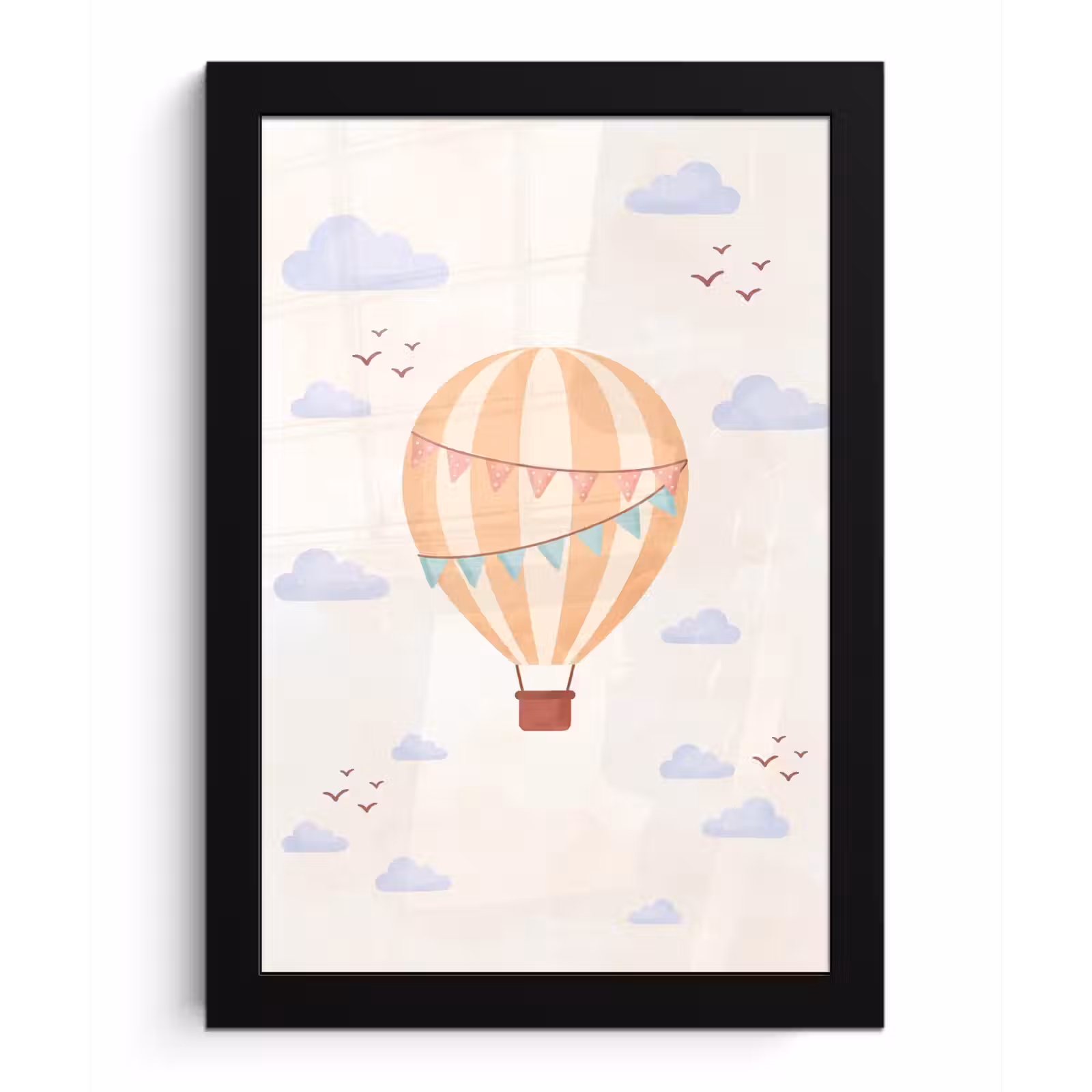 Bilder mit Rahmen - Heißluftballon – Wolken – Illustration – Sanft – Kinderzimmer — 1