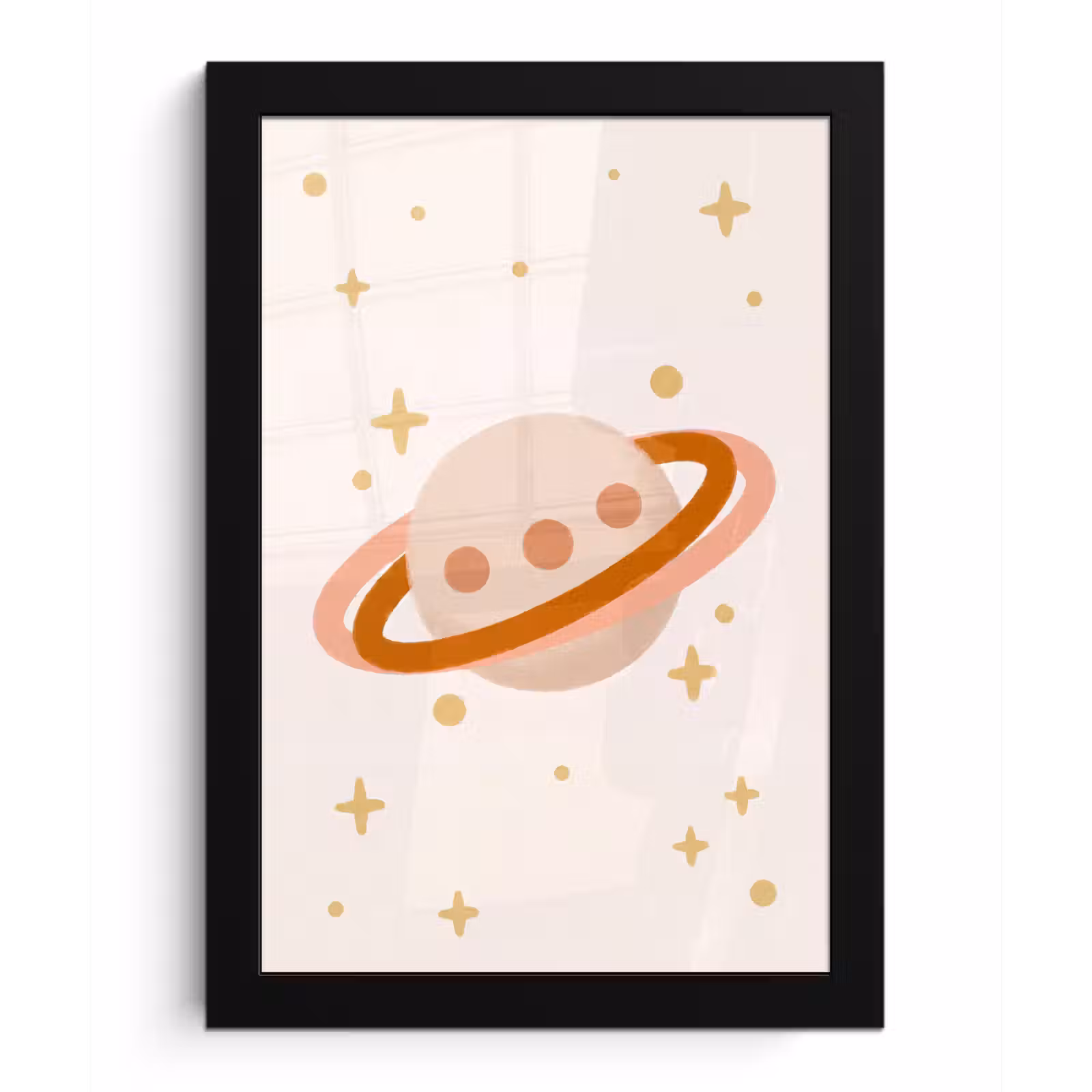 Bilder mit Rahmen - Planet – Ringe – Weltraum – Illustration – Beige — 1