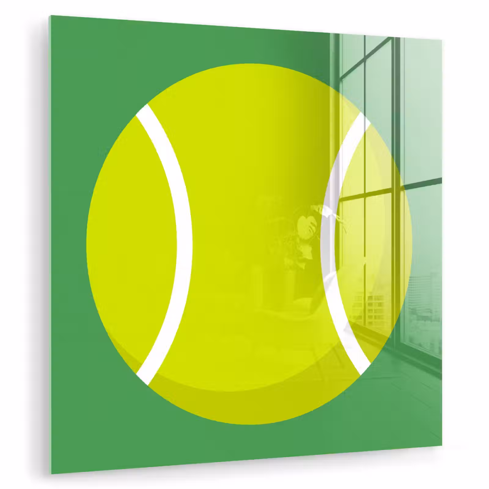 Glasbild - Ball – Gelb – Sport – Grün – Illustration — 1