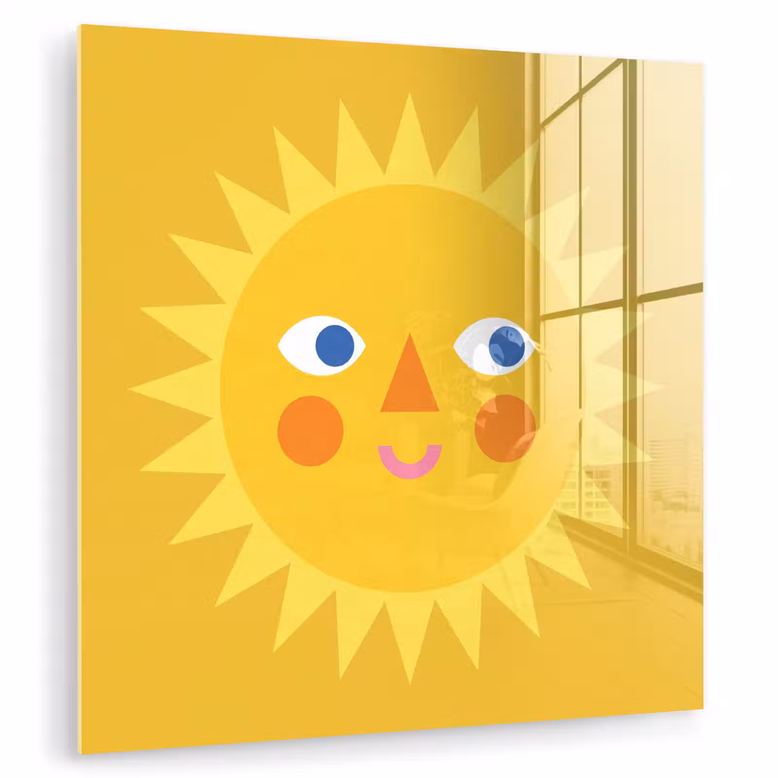 Glasbild - Sonne – Gesicht – Sommer – Illustration – Gelb — 1
