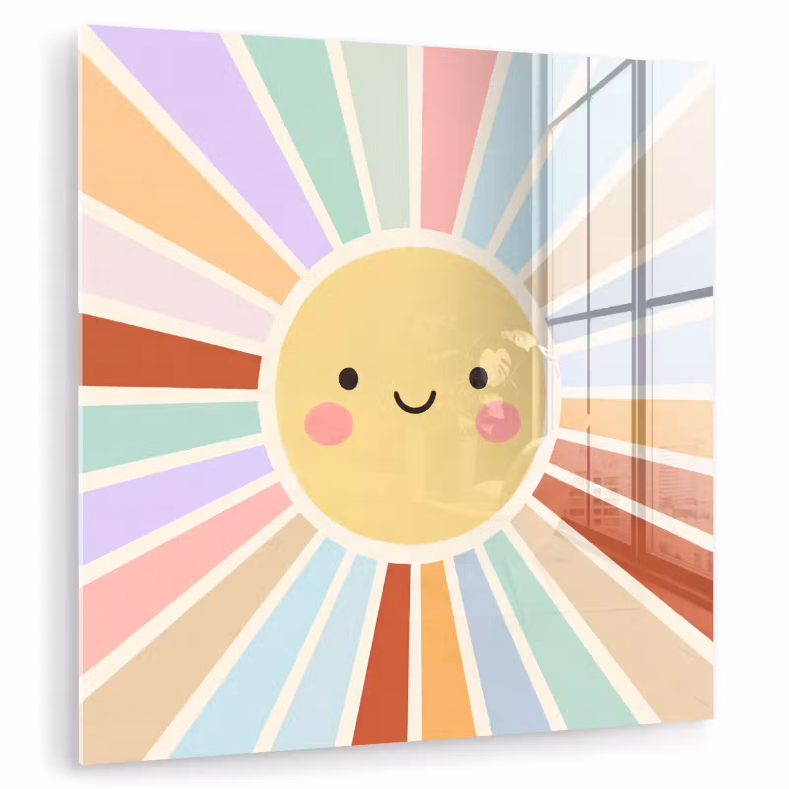 Glasbild - Sonne – Strahlen – Fröhlich – Bunt – Abstrakt — 1