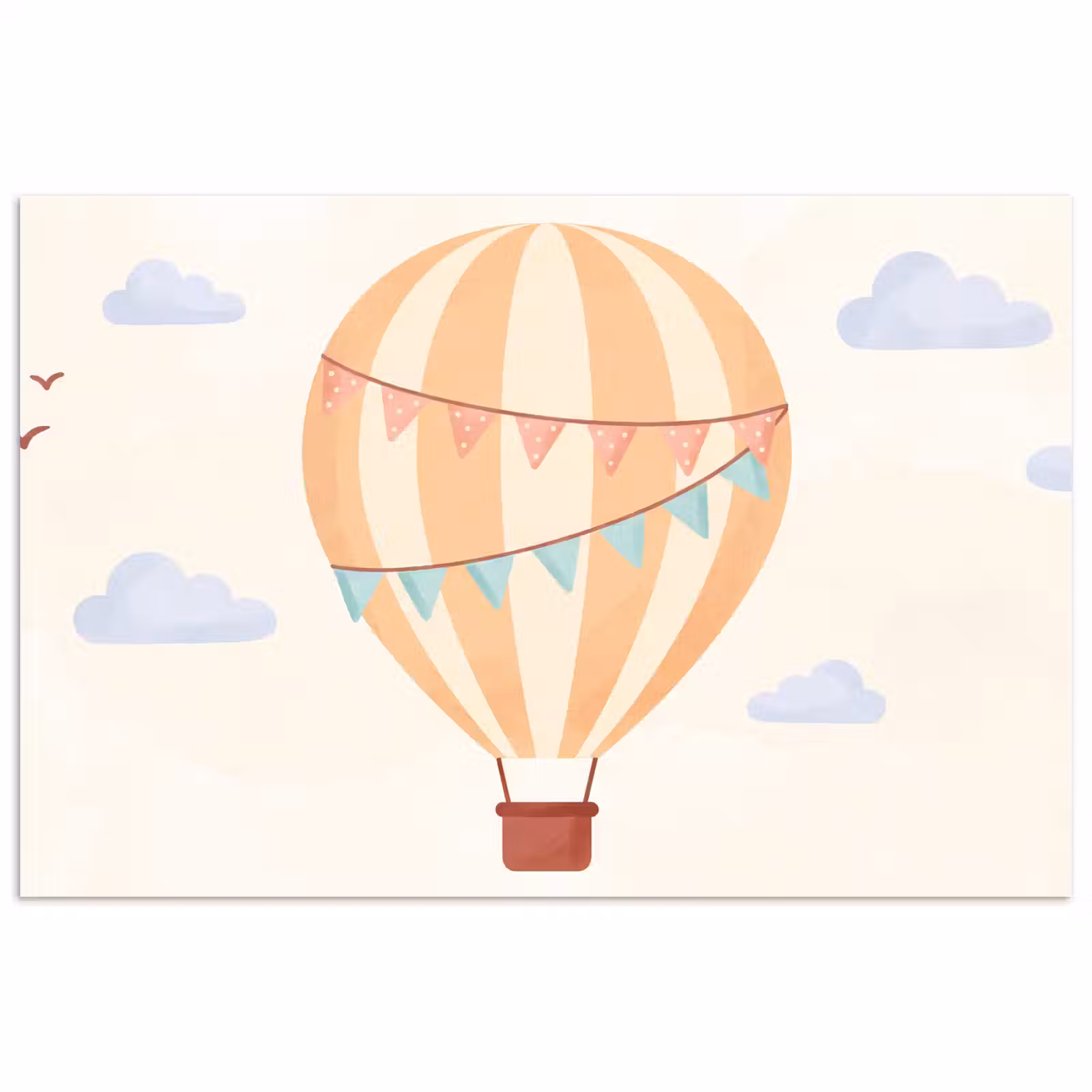 Poster - Heißluftballon – Wolken – Illustration – Sanft – Kinderzimmer — 1