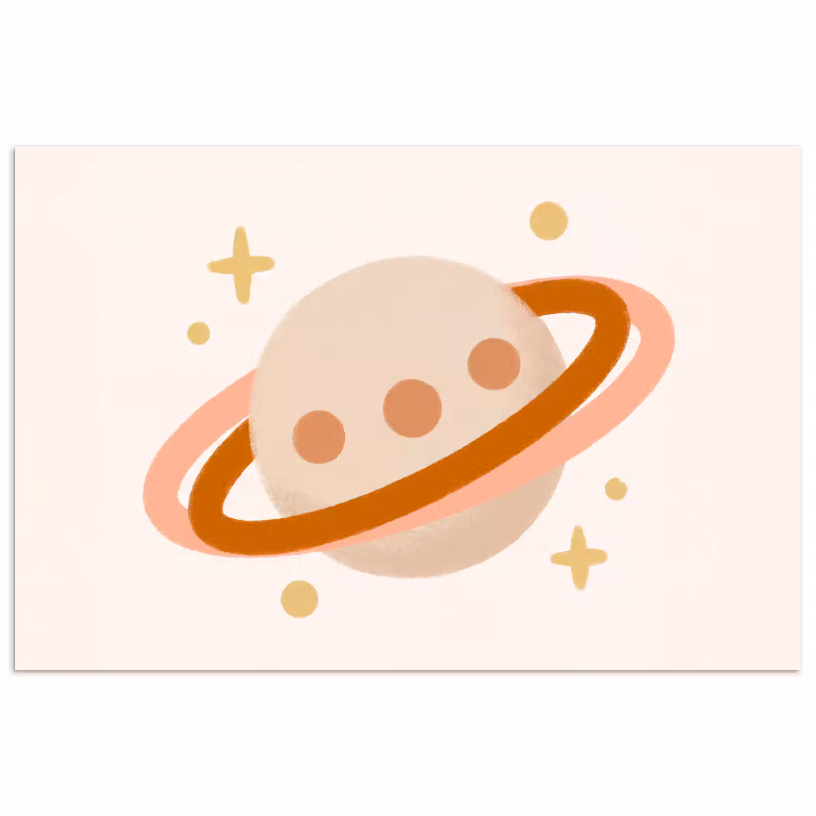 Poster - Planet – Ringe – Weltraum – Illustration – Beige — 1