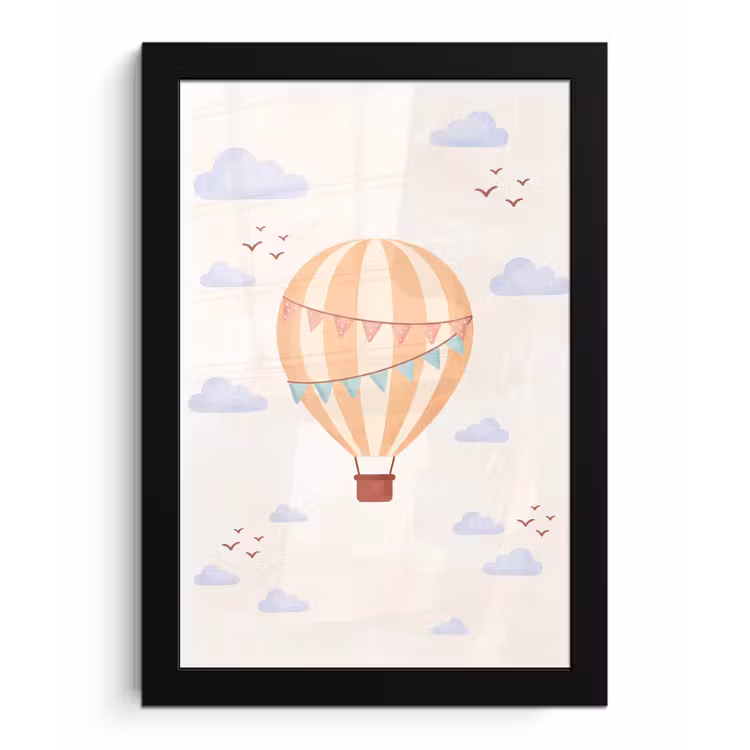 Bilder mit Rahmen - Heißluftballon – Wolken – Illustration – Sanft – Kinderzimmer — 1