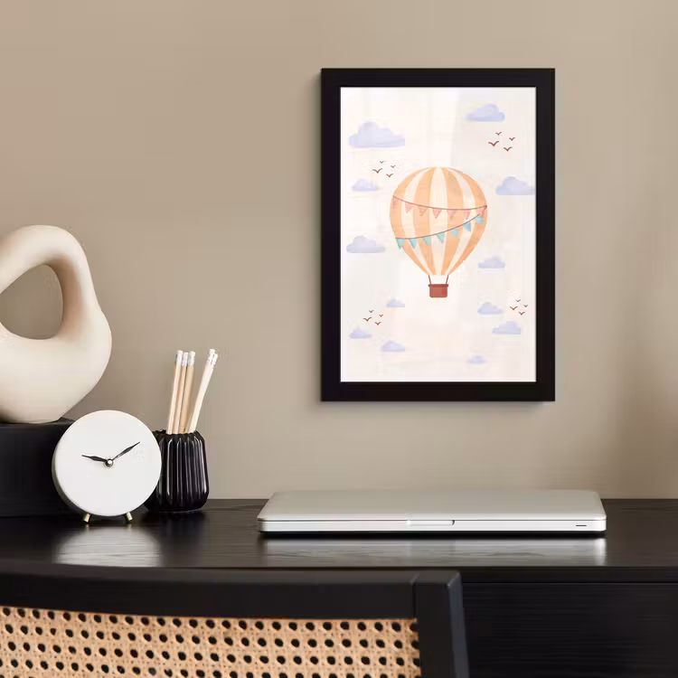 Bilder mit Rahmen - Heißluftballon – Wolken – Illustration – Sanft – Kinderzimmer — 2