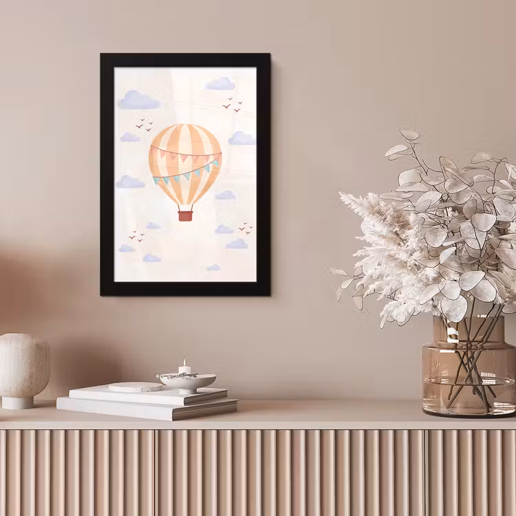 Bilder mit Rahmen - Heißluftballon – Wolken – Illustration – Sanft – Kinderzimmer — 4