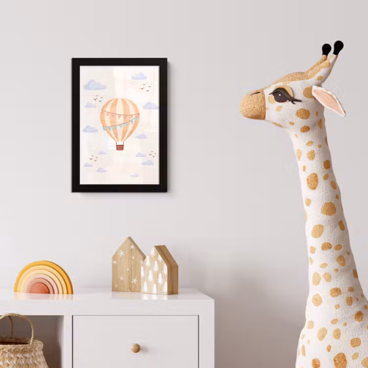 Bilder mit Rahmen - Heißluftballon – Wolken – Illustration – Sanft – Kinderzimmer — 5