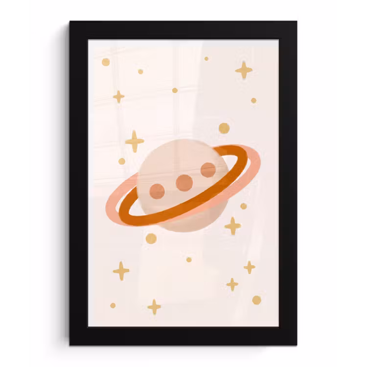 Bilder mit Rahmen - Planet – Ringe – Weltraum – Illustration – Beige — 1