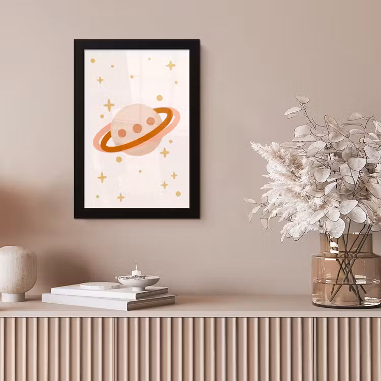 Bilder mit Rahmen - Planet – Ringe – Weltraum – Illustration – Beige — 4