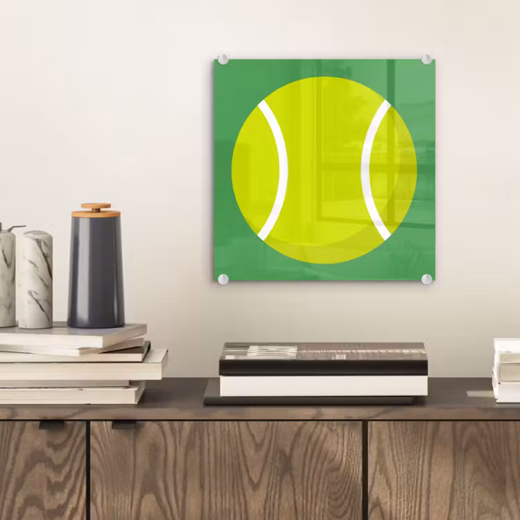 Glasbild - Ball – Gelb – Sport – Grün – Illustration — 2