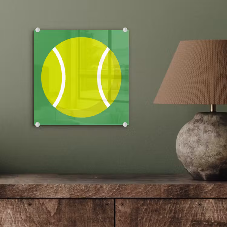 Glasbild - Ball – Gelb – Sport – Grün – Illustration — 4