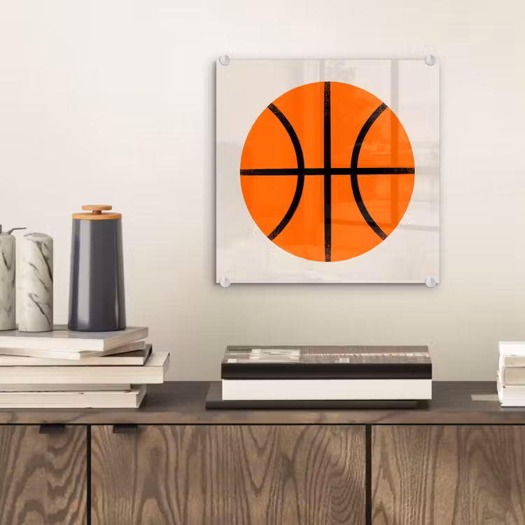 Glasbild - Basketball – Ball – Sport – Illustration – Orange — 2