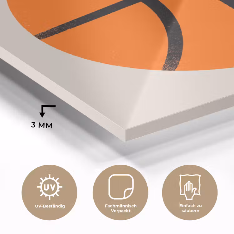 Glasbild - Basketball – Ball – Sport – Illustration – Orange — 3