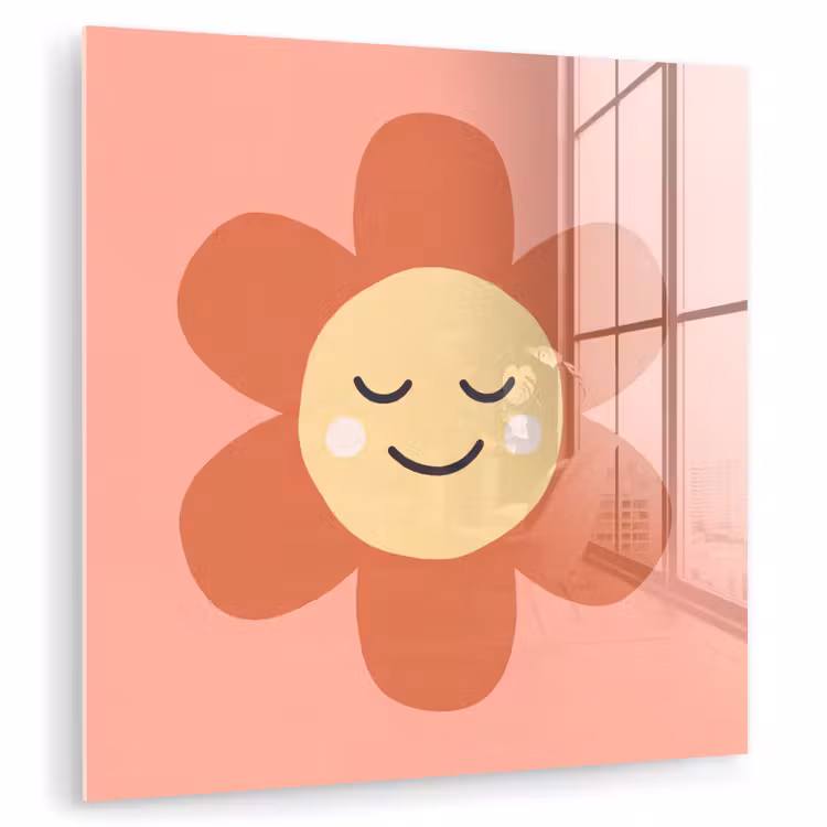 Glasbild - Blumen – Zeichentrickfilm – Kind – Rosa — 1