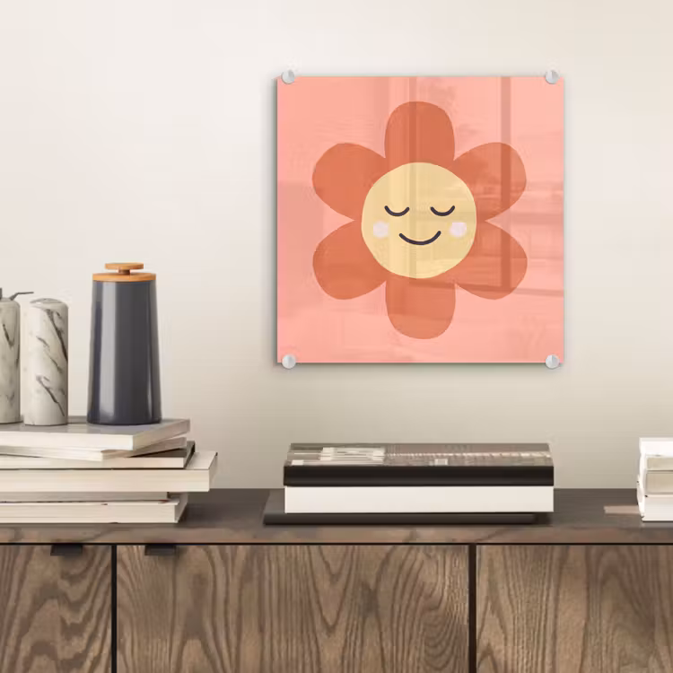 Glasbild - Blumen – Zeichentrickfilm – Kind – Rosa — 2