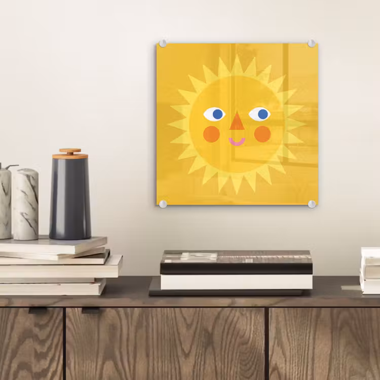 Glasbild - Sonne – Gesicht – Sommer – Illustration – Gelb — 2