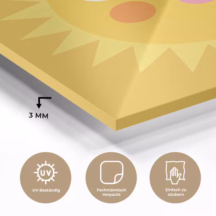 Glasbild - Sonne – Gesicht – Sommer – Illustration – Gelb — 3