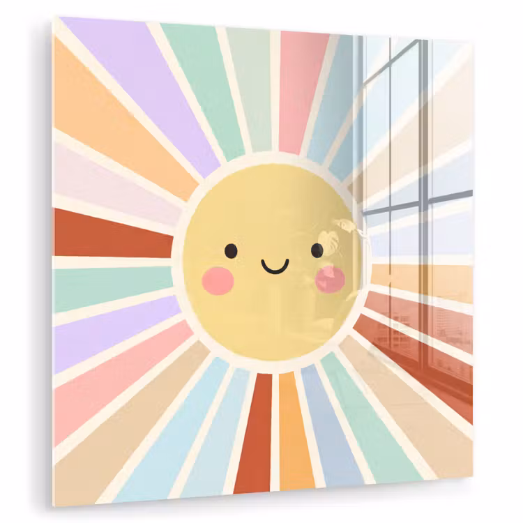 Glasbild - Sonne – Strahlen – Fröhlich – Bunt – Abstrakt — 1