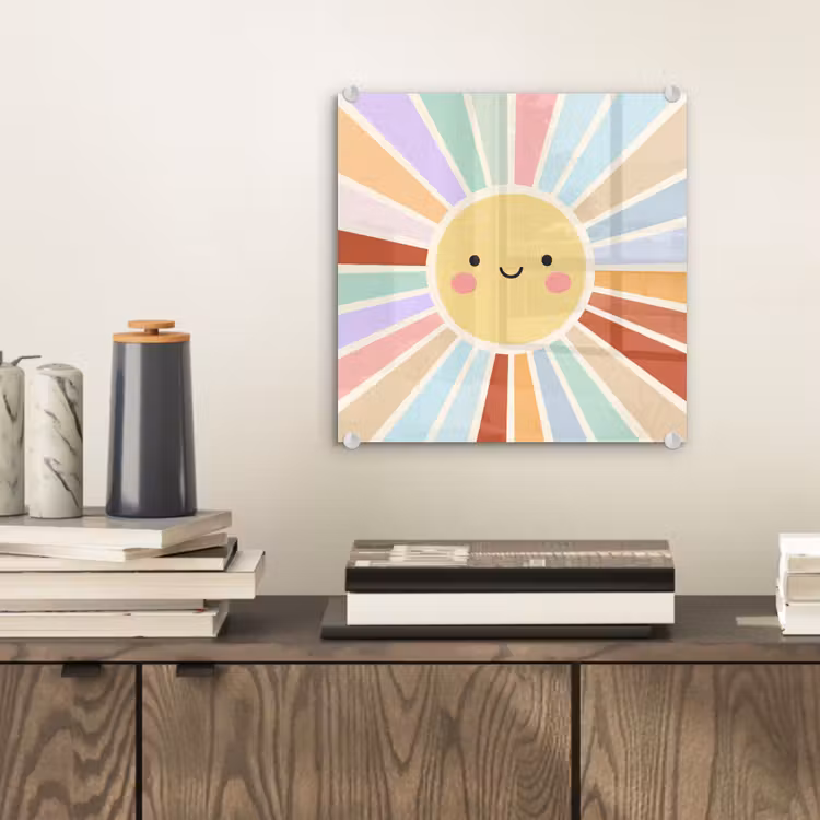 Glasbild - Sonne – Strahlen – Fröhlich – Bunt – Abstrakt — 2