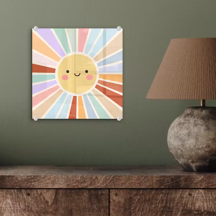 Glasbild - Sonne – Strahlen – Fröhlich – Bunt – Abstrakt — 4