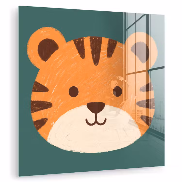 Glasbild - Tiere – Kopf – Orange – Illustration – Modern — 1