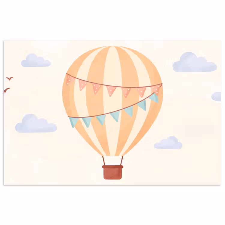 Poster - Heißluftballon – Wolken – Illustration – Sanft – Kinderzimmer — 1