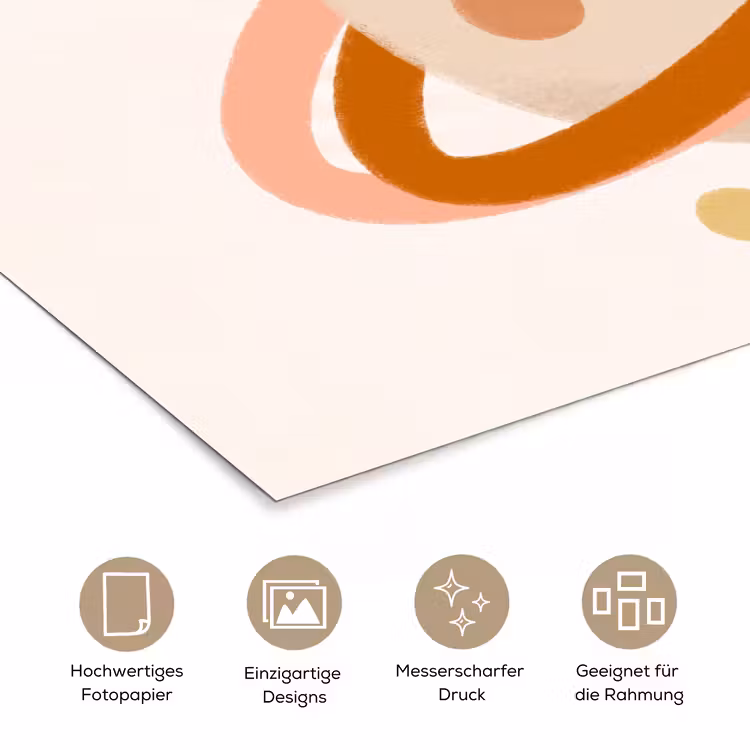 Poster - Planet – Ringe – Weltraum – Illustration – Beige — 5