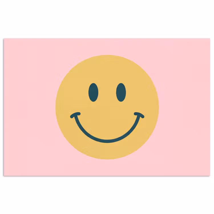 Poster - Smiley – Gelb – Rosa – Symbol – Minimalistisch — 1