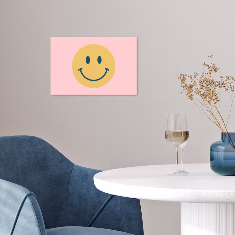 Poster - Smiley – Gelb – Rosa – Symbol – Minimalistisch — 4