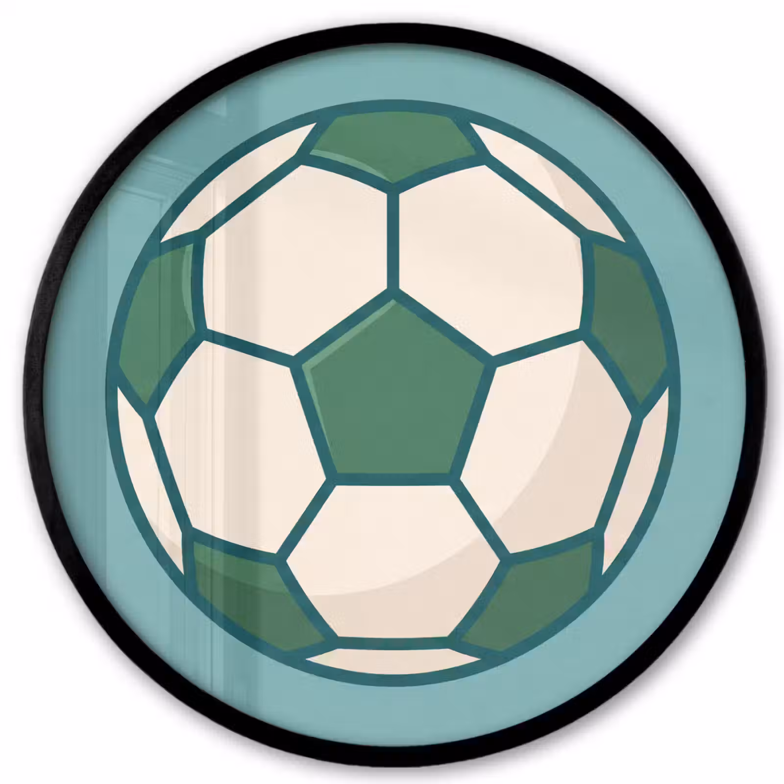 Poster im Rahmen Rund - Fußball – Geometrisch – Sport – Illustration – Blaugrün — 1
