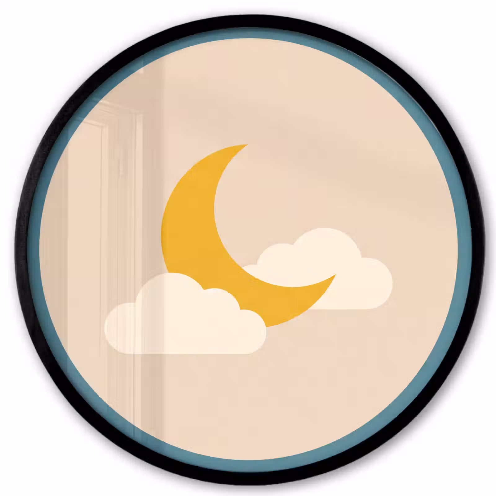 Poster im Rahmen Rund - Mond – Wolken – Natur – Abstrakt – Gelb — 1