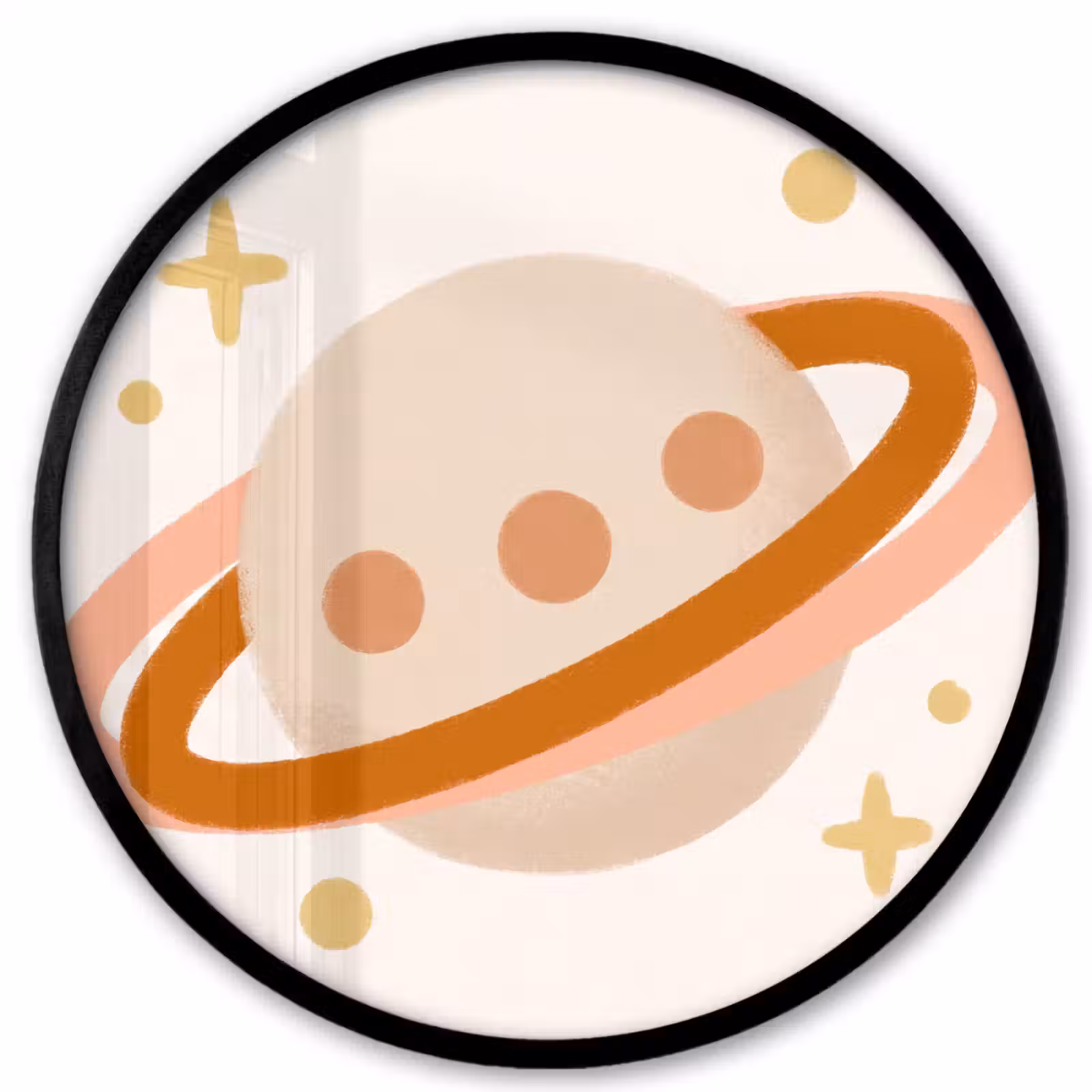 Poster im Rahmen Rund - Planet – Ringe – Weltraum – Illustration – Beige — 1