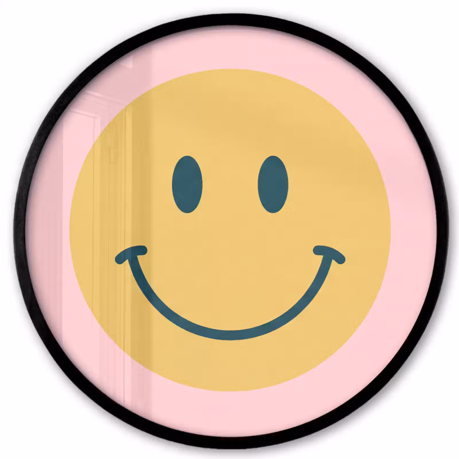 Poster im Rahmen Rund - Smiley – Gelb – Rosa – Symbol – Minimalistisch — 1