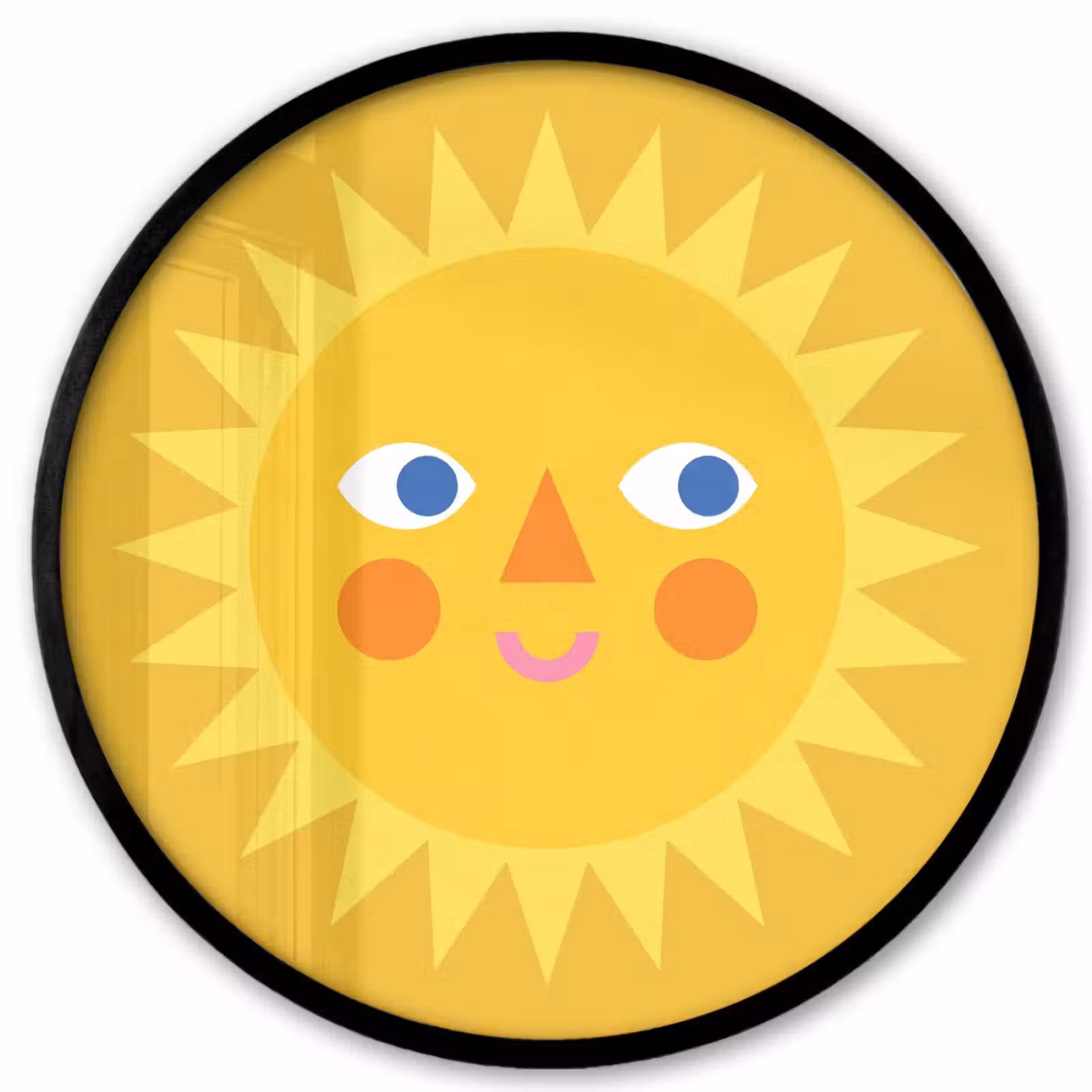 Poster im Rahmen Rund - Sonne – Gesicht – Sommer – Illustration – Gelb — 1