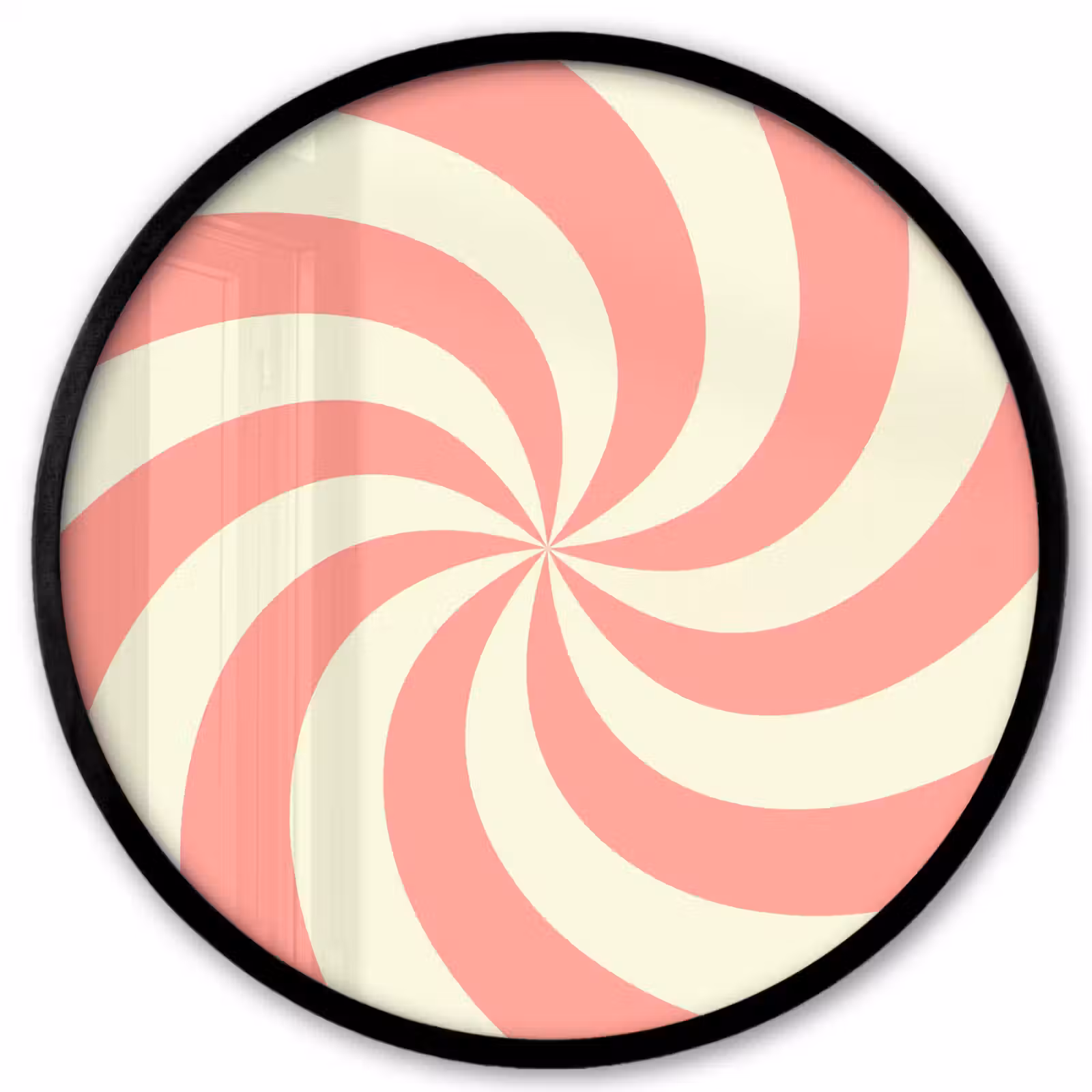 Poster im Rahmen Rund - Spirale – Muster – Abstrakt – Rosa – Beige — 1