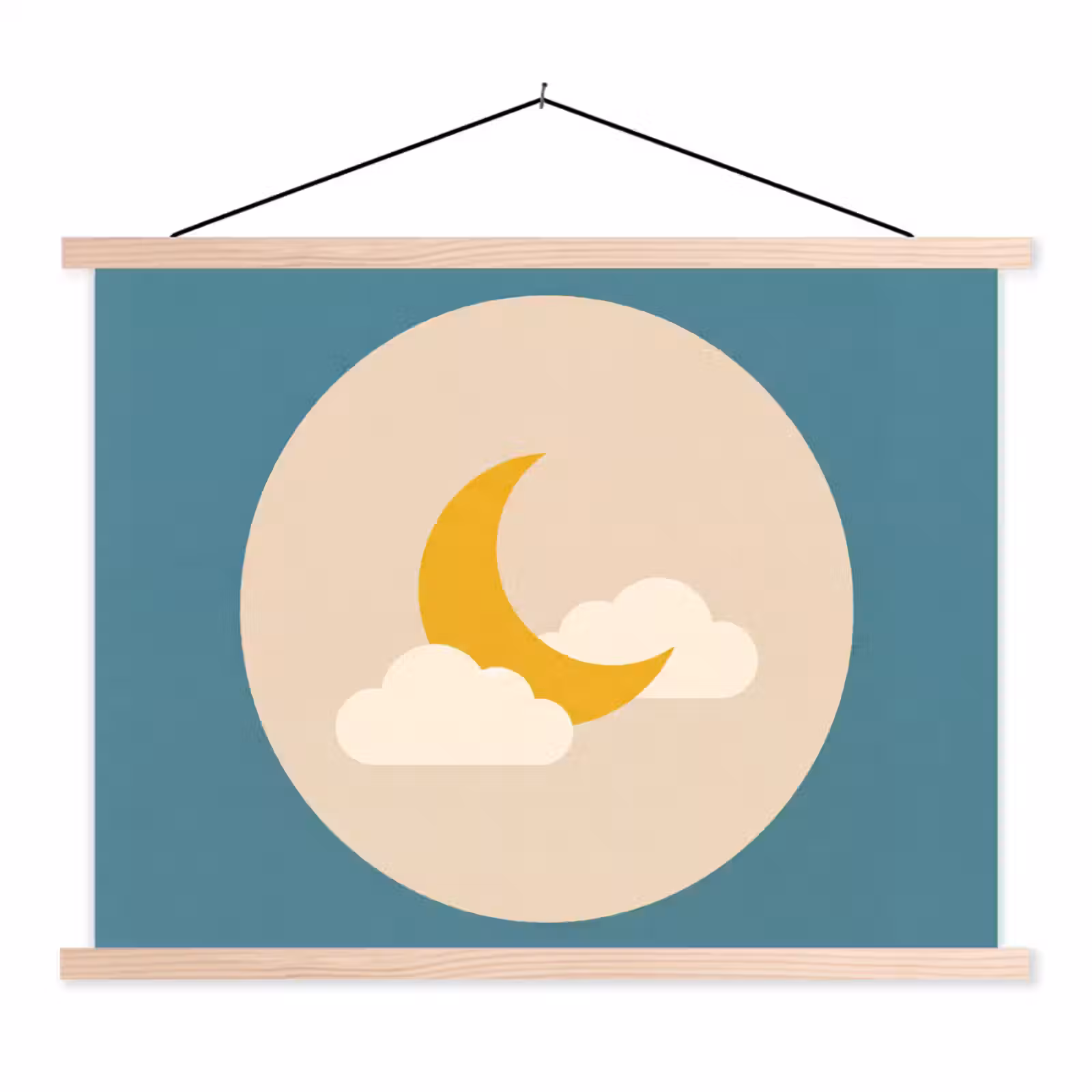 Stoffbild - Mond – Wolken – Natur – Abstrakt – Gelb — 1