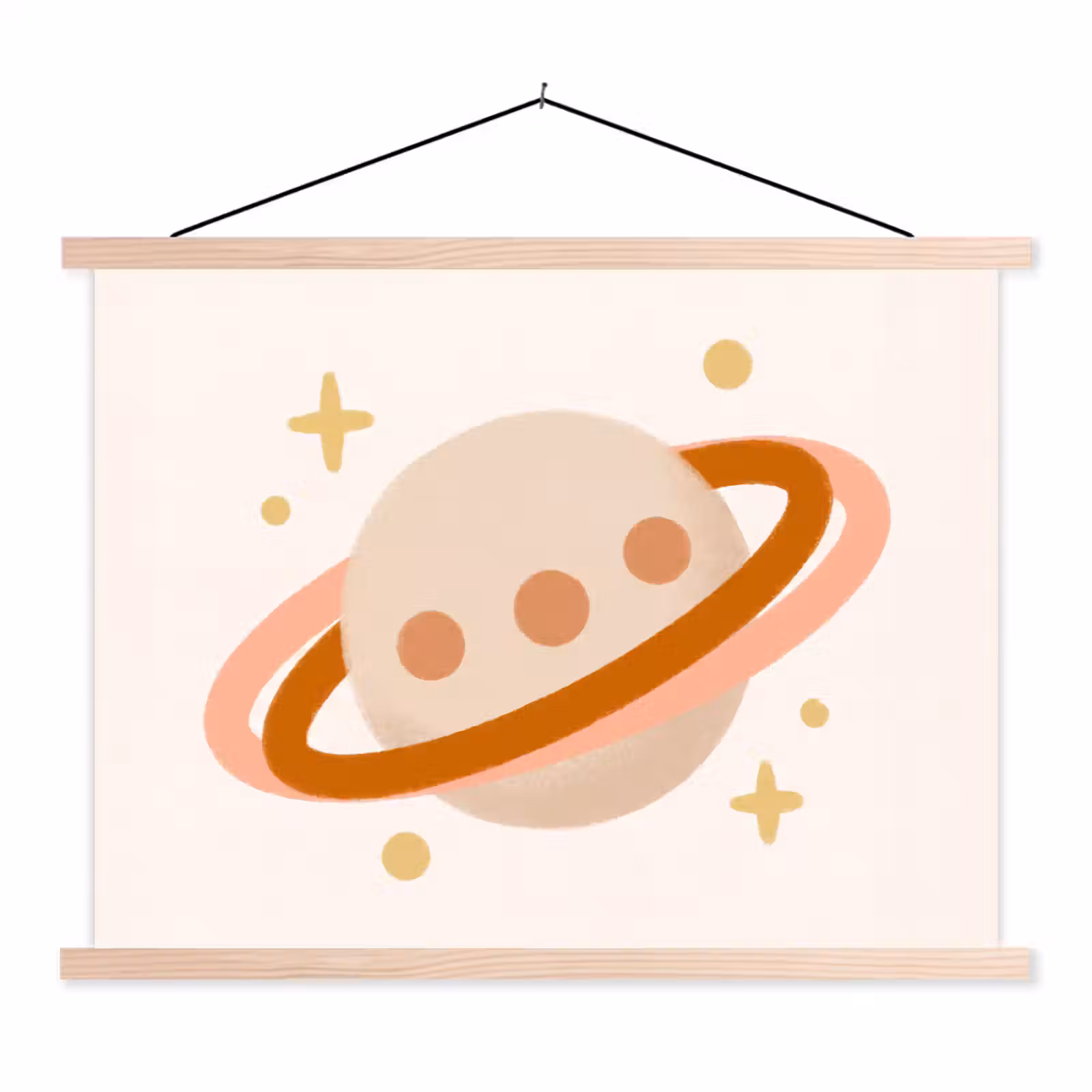 Stoffbild - Planet – Ringe – Weltraum – Illustration – Beige — 1