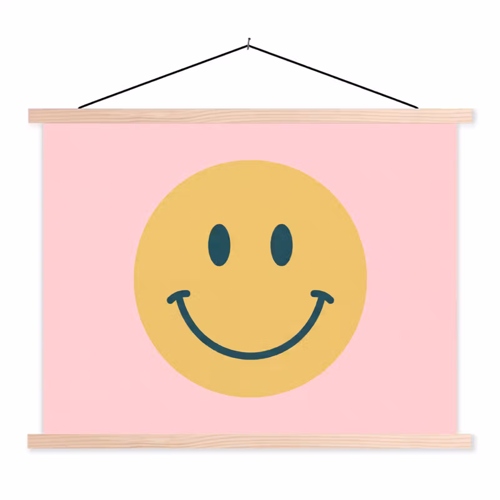 Stoffbild - Smiley – Gelb – Rosa – Symbol – Minimalistisch — 1