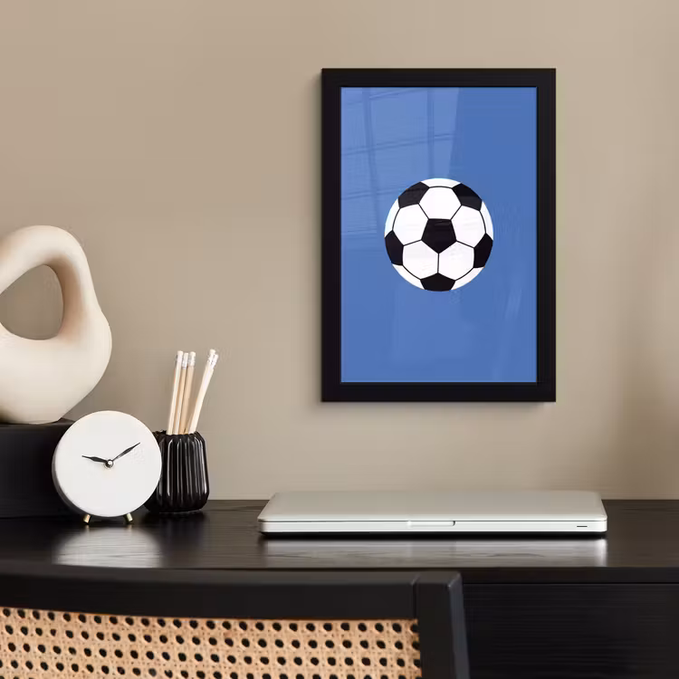 Bilder mit Rahmen - Fußball – Schwarz-Weiß – Sport – Illustration – Blau — 2