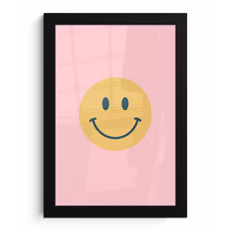 Bilder mit Rahmen - Smiley – Gelb – Rosa – Symbol – Minimalistisch — 1