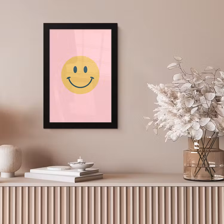 Bilder mit Rahmen - Smiley – Gelb – Rosa – Symbol – Minimalistisch — 4